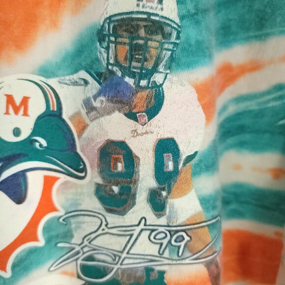 Vtg Miami Dolphins Graphic T-Shirt Men's XL Orange Aqua Tie Dye Sport Attack - Picture 4 of 10